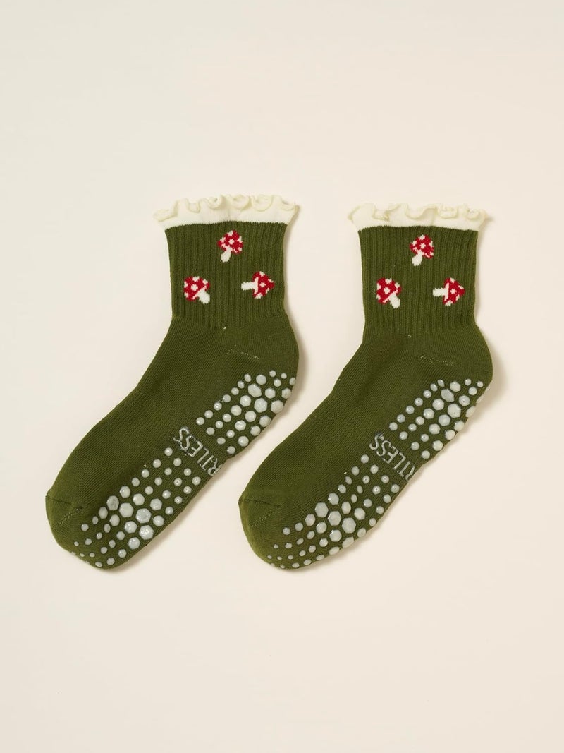Shapes Studio Crew Half Calf Grip Socks, Cutest Fruits Pilates Socks, Ruffle socks, Non-Slip, Barre Yoga Fitness - Image 2